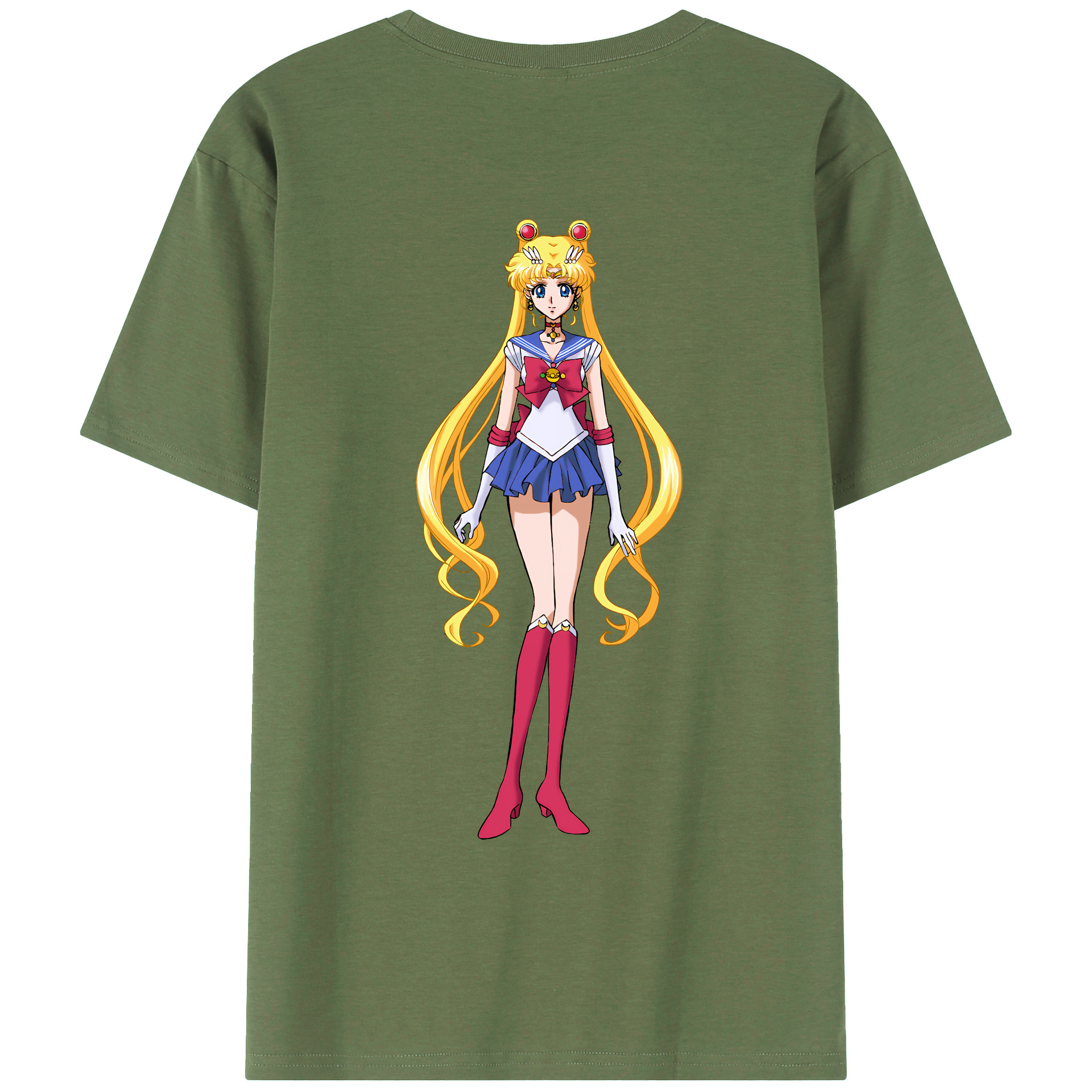 （画像用） 美少女戦士セーラームーン 月野 うさぎ つきの うさぎ Sailor Moon Tsukino Usagi 綿100％ メンズ半袖Tシャツ（バックプリント） 通気性